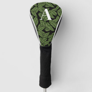 Modern Tropical Leaf Palm Plant Print Monogram Golfheadcover