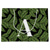 Modern Tropical Leaf Palm Plant Print Monogram Groot Cadeauzakje (Voorkant)
