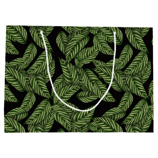 Modern Tropical Leaf Palm Plant Print Monogram Groot Cadeauzakje (Achterkant)