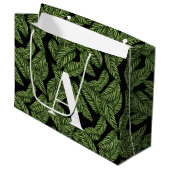 Modern Tropical Leaf Palm Plant Print Monogram Groot Cadeauzakje (Voorkant Gekanteld)