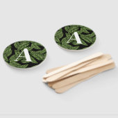 Modern Tropical Leaf Palm Plant Print Monogram Handwaaier (Niet-gemonteerd)