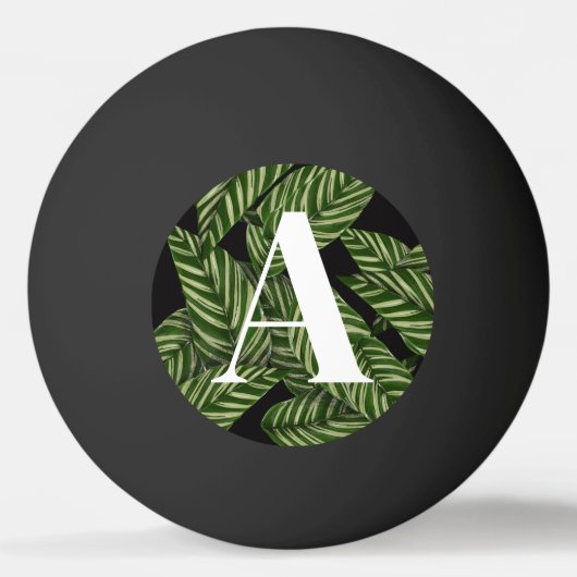 Modern Tropical Leaf Palm Plant Print Monogram Pingpongbal (Voorkant)