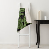 Modern Tropical Leaf Palm Plant Print Monogram Sherpa Deken (In situ)