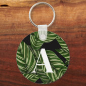 Modern Tropical Leaf Palm Plant Print Monogram Sleutelhanger (Achterkant)