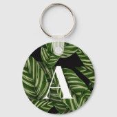 Modern Tropical Leaf Palm Plant Print Monogram Sleutelhanger (Achterkant)