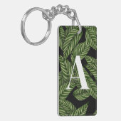 Modern Tropical Leaf Palm Plant Print Monogram Sleutelhanger (Voorkant Links)