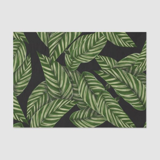 Modern Tropical Leaf Palm Plant Print Monogram Tissuepapier (Voorkant)