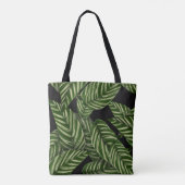 Modern Tropical Leaf Palm Plant Print Monogram Tote Bag (Achterkant)