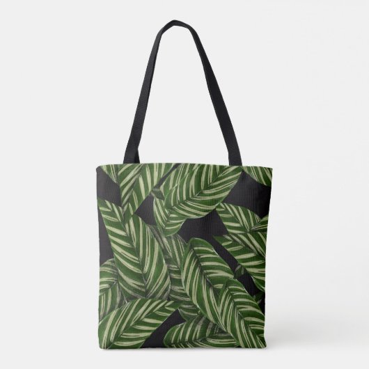 Modern Tropical Leaf Palm Plant Print Monogram Tote Bag (Achterkant)