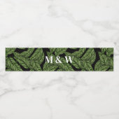Modern Tropical Leaf Palm Plant Print Monogram Waterfles Etiket (Enkel label)