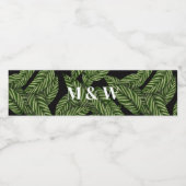 Modern Tropical Leaf Palm Plant Print Monogram Waterfles Etiket (Enkel label)
