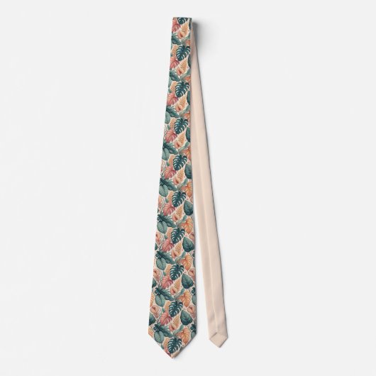 Modern Tropical Leaves Pattern Neck Tie Stropdas (Voorkant)