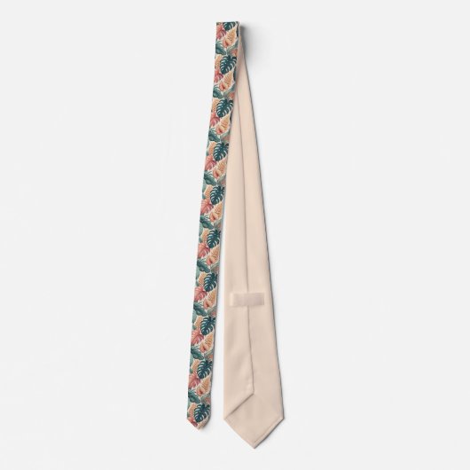 Modern Tropical Leaves Pattern Neck Tie Stropdas (Achterkant)