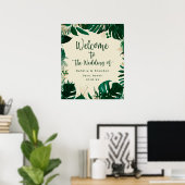 Modern Tropical Leaves Wedding Welcome Sign Poster (Thuiskantoor)