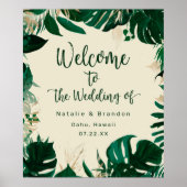 Modern Tropical Leaves Wedding Welcome Sign Poster (Voorkant)