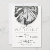 Modern tropical monstera leaf bruiloft kaart (Voorkant)