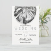 Modern tropical monstera leaf bruiloft kaart (Staand voorkant)