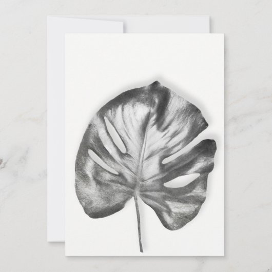 Modern tropical monstera leaf bruiloft kaart (Achterkant)