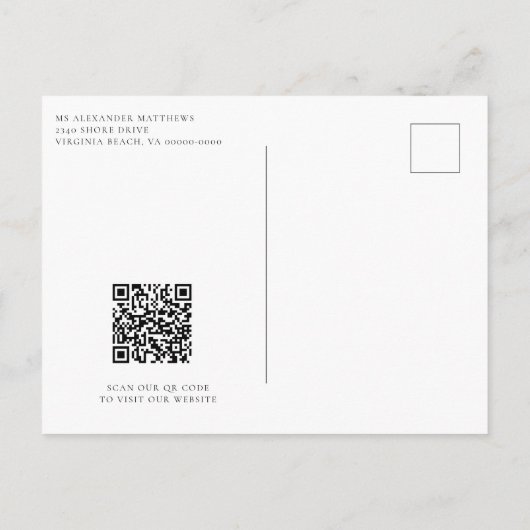 Modern Tropical Ocean Beach Script Save the Date Aankondigingskaart (Achterkant)