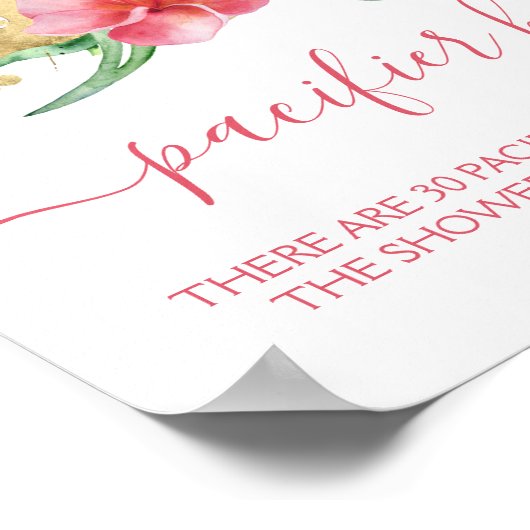 Modern Tropical Pacifier Hunt Baby shower Game Poster (Hoek)