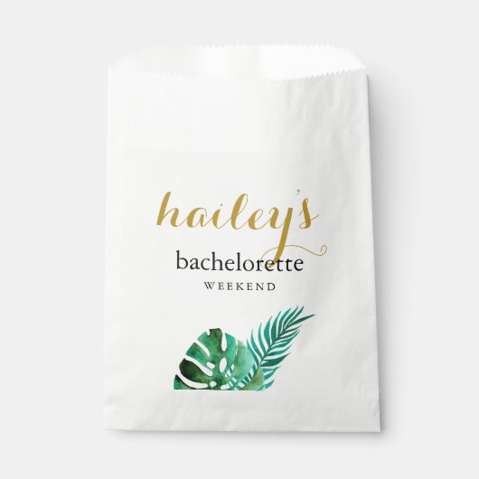 Modern Tropical Palm Bachelorette Weekend Bedankzakje (Voorkant)