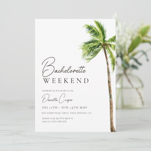 Modern Tropical Palm Bachelorette Weekend Kaart (Staand voorkant)