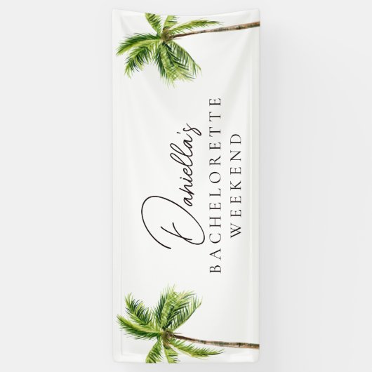 Modern Tropical Palm Bachelorette Weekend Spandoek (Verticaal)