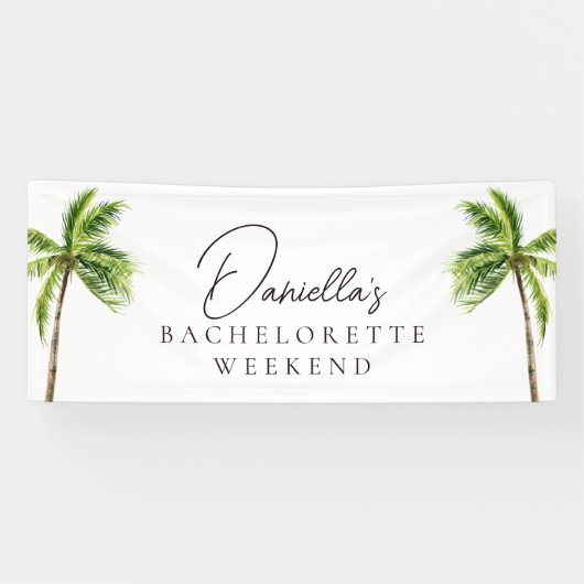 Modern Tropical Palm Bachelorette Weekend Spandoek (Horizontaal)