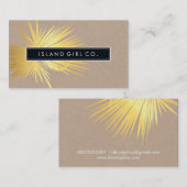 MODERN TROPICAL PALM FRONDS logo trendy gouden kra Visitekaartje (Voorkant / Achterkant)