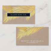MODERN TROPICAL PALM FRONDS logo trendy gouden kra Visitekaartje (Voorkant / Achterkant)