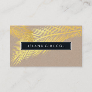 MODERN TROPICAL PALM FRONDS logo trendy gouden kra Visitekaartje