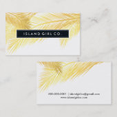 MODERN TROPICAL PALM FRONDS logo trendy goudwit Visitekaartje (Voorkant / Achterkant)