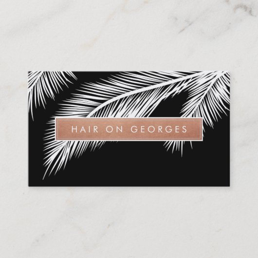 MODERN TROPICAL PALM FRONDS logo trendy roos goud Visitekaartje (Voorkant)