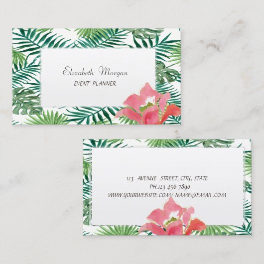 Modern Tropical Palm Hawaiian Hibiskus Visitekaartje (Voorkant / Achterkant)