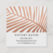 MODERN TROPICAL PALM LEAF logo trendy roos Gold Vierkante Visitekaartje (Achterkant)