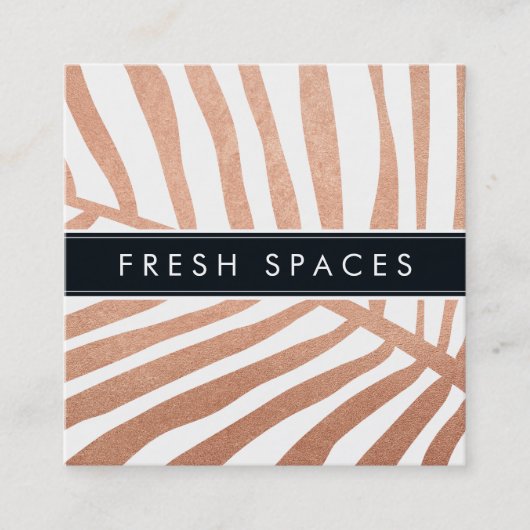 MODERN TROPICAL PALM LEAF logo trendy roos Gold Vierkante Visitekaartje (Voorkant)