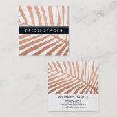 MODERN TROPICAL PALM LEAF logo trendy roos Gold Vierkante Visitekaartje (Voorkant / Achterkant)