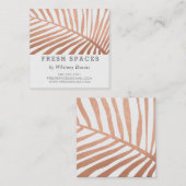 MODERN TROPICAL PALM LEAF logo trendy roos Gold Vierkante Visitekaartje (Voorkant / Achterkant)
