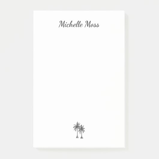 Modern Tropical Palm Trees Beach Script Post-it® Notes (Voorkant)