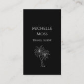 Modern Tropical Palm Trees Drawing Black Visitekaartje (Voorkant)
