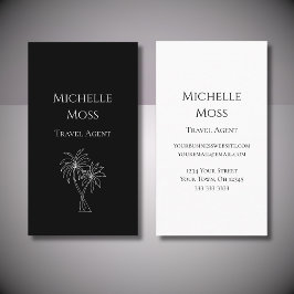 Modern Tropical Palm Trees Drawing Black Visitekaartje