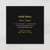 Modern Tropical Palm Trees Elegant Black Gold Vierkante Visitekaartje (Achterkant)