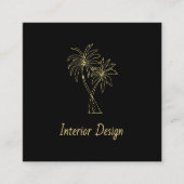 Modern Tropical Palm Trees Elegant Black Gold Vierkante Visitekaartje (Voorkant)