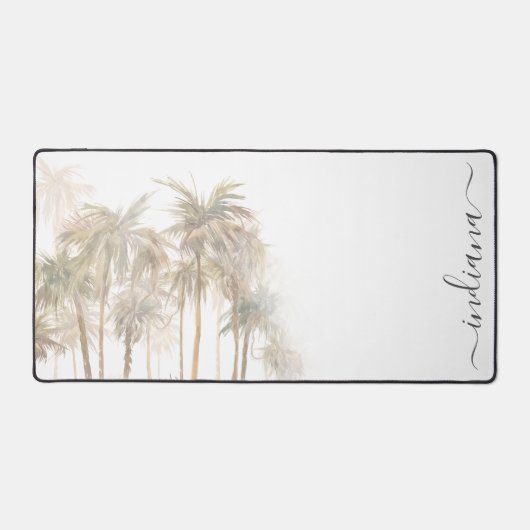 Modern Tropical Palm Trees Typografie Script Bureaumat (Voorkant)