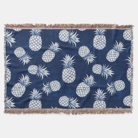 Modern Tropical Pineapple Watercolor Deken (Voorkant)