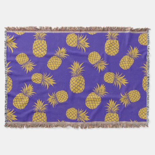 Modern Tropical Pineapple Watercolor Deken (Voorkant)