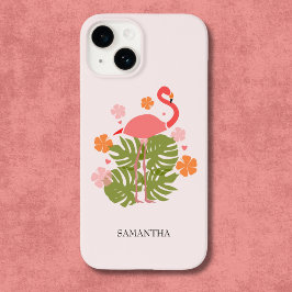 Modern Tropical Pink Flamingo Case-Mate iPhone 14 Hoesje