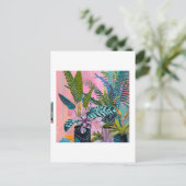 Modern Tropical Plant Print – Pink and Green  Briefkaart (Staand voorkant)