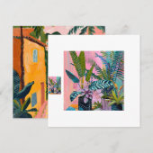 Modern Tropical Plant Print – Pink and Green  Kaart (Voorkant / Achterkant)
