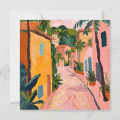 Modern Tropical Plant Print – Pink and Green  Kaart (Achterkant)